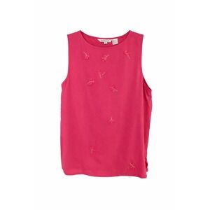 Natalie & Me Pink 100% Silk Sleeveless Top Size Large  Floral Detail NWT